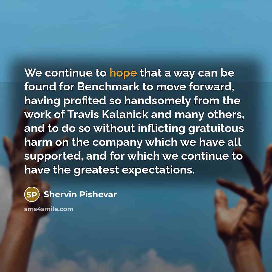 “We continue to hope that a way can be found…” quote by Shervin Pishevar