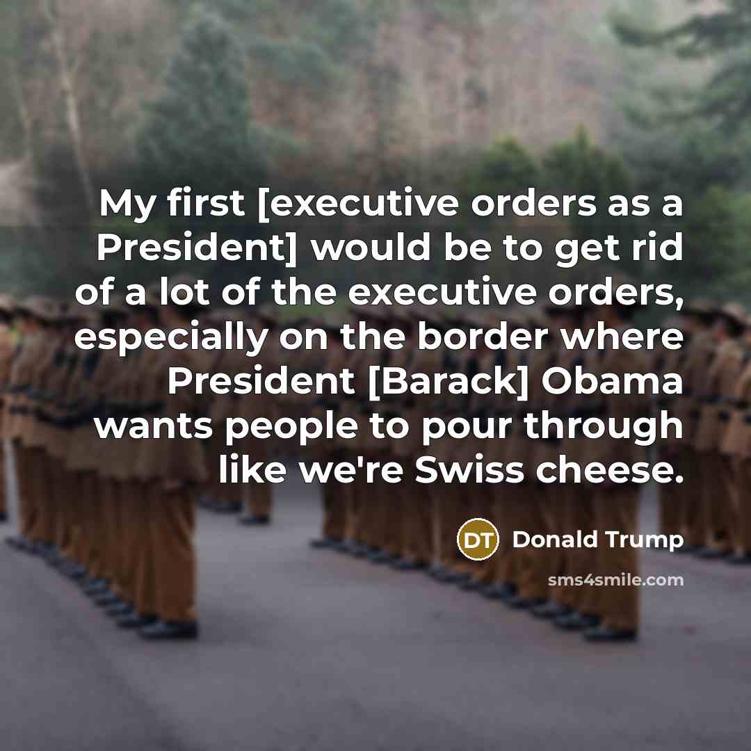 “My first [executive orders as a President] would be to…” quote by Donald Trump