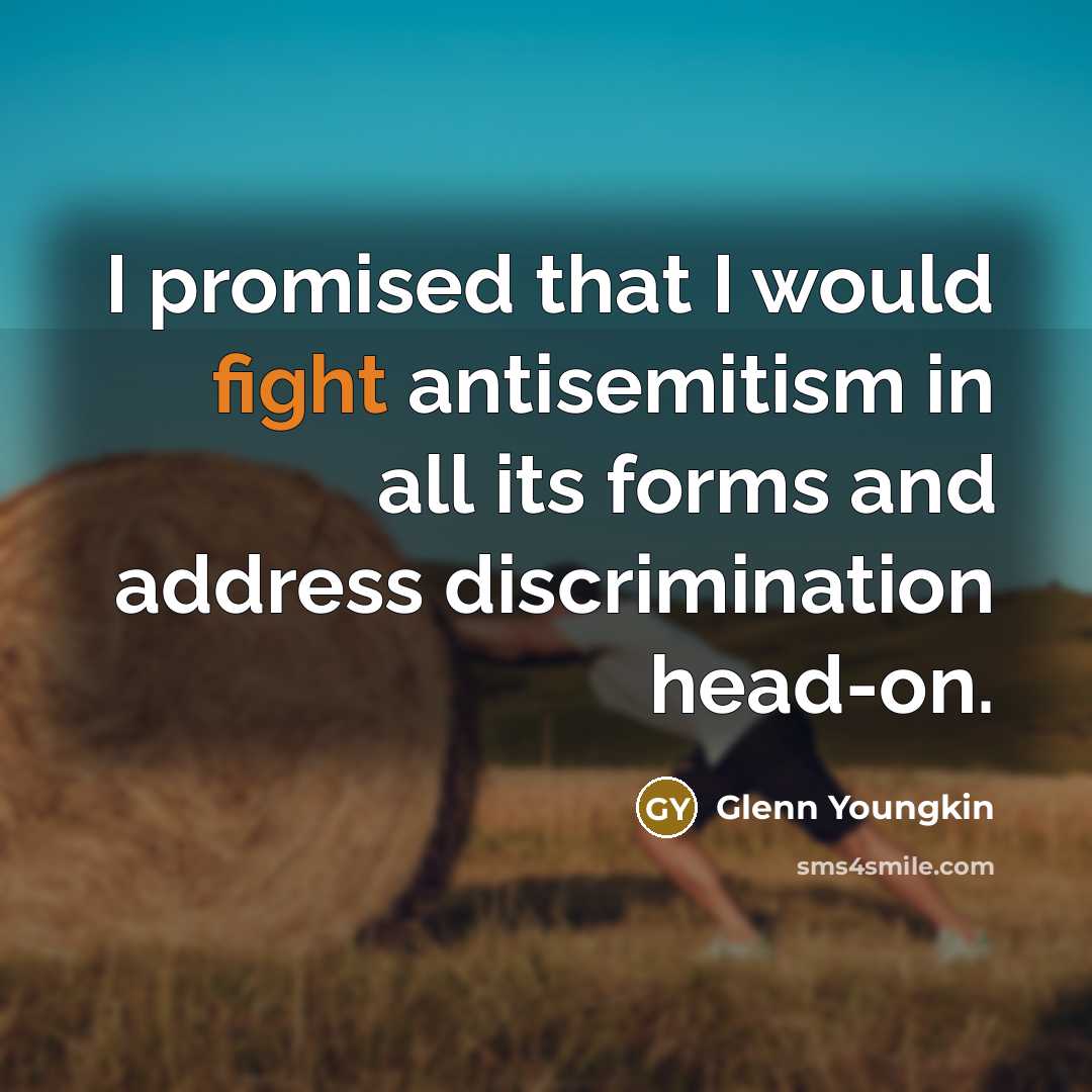 “I promised that I would fight antisemitism in all its…” quote by Glenn Youngkin