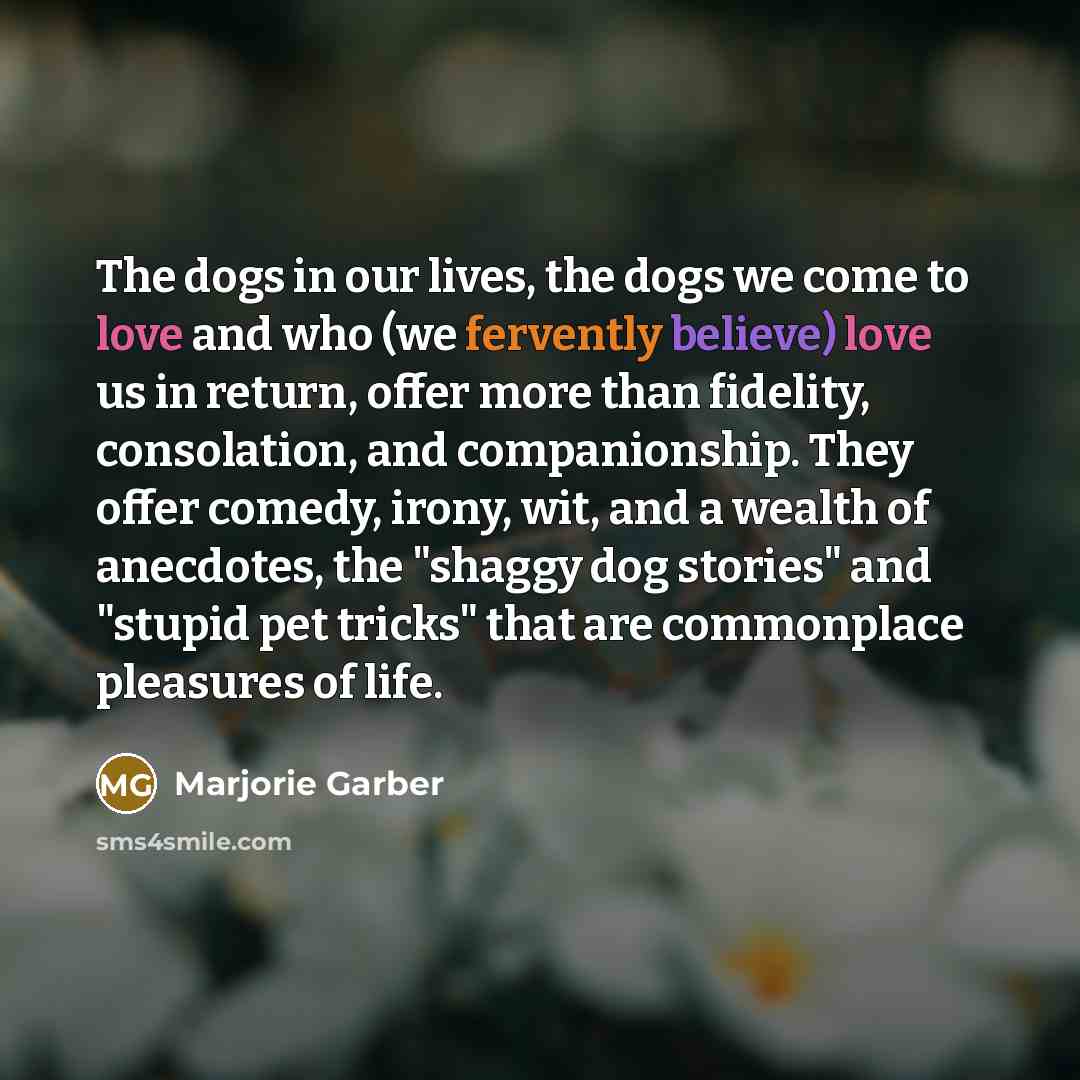 “The dogs in our lives, the dogs we come to…” quote by Marjorie Garber