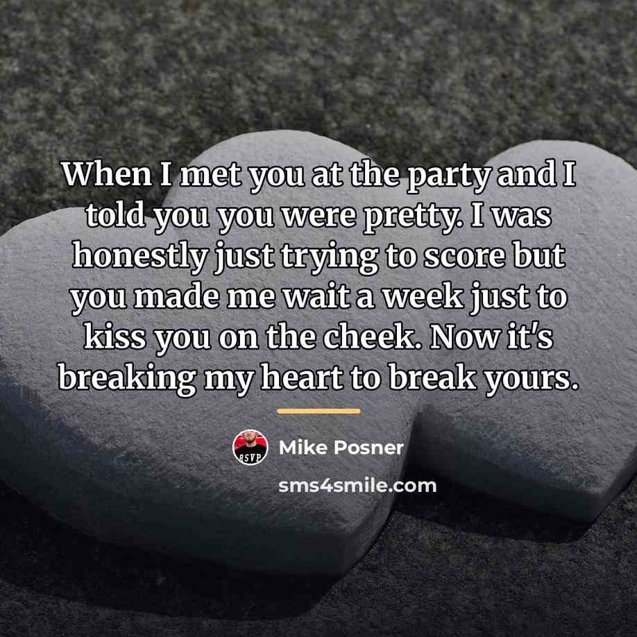“When I met you at the party and I told…” quote by Mike Posner