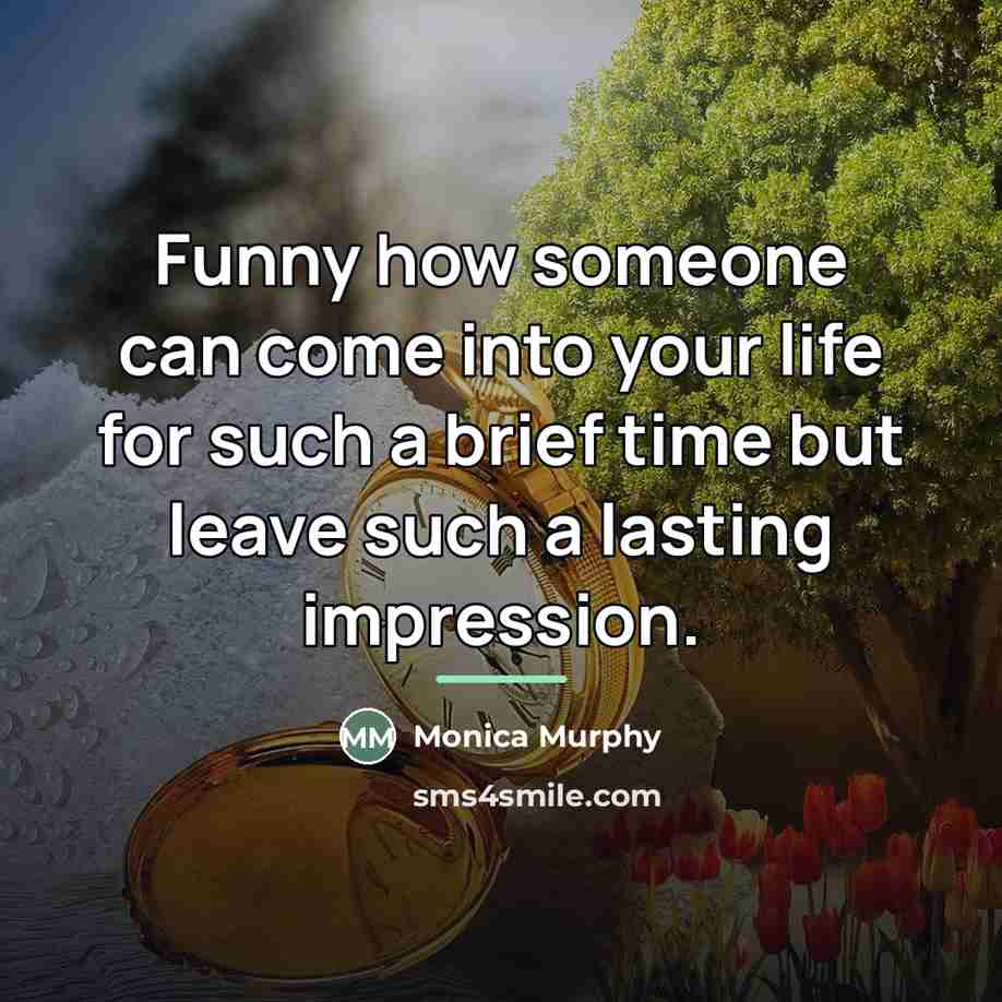 “Funny how someone can come into your life for such…” quote by Monica Murphy