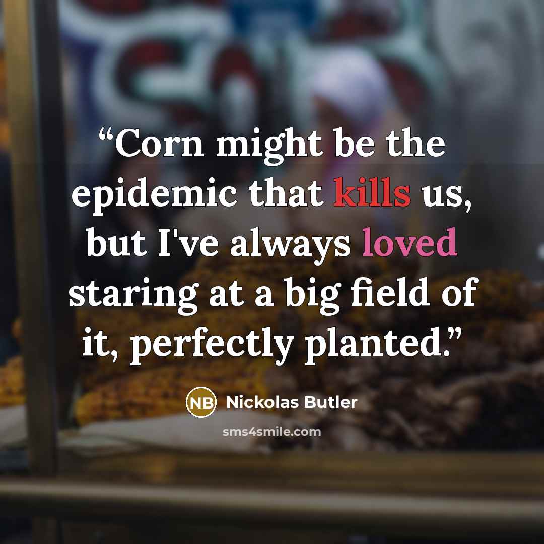 “Corn might be the epidemic that kills us, but I've always loved staring at a big field of it, perfectly planted.” quote by Nickolas Butler