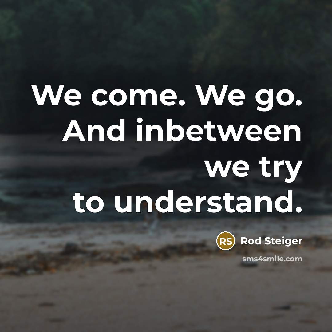 “We come. We go. And inbetween we try to understand.…” quote by Rod Steiger