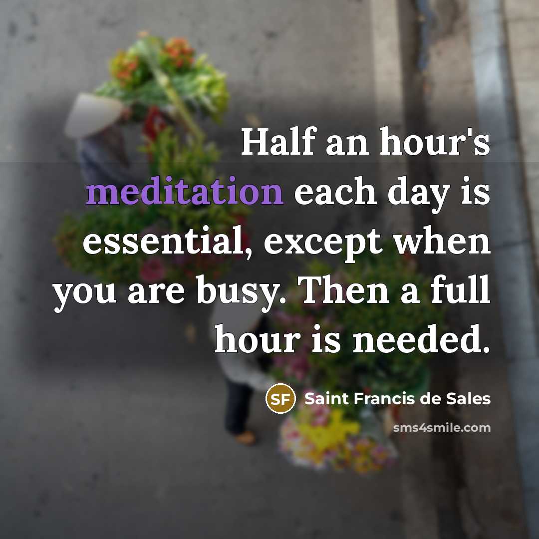 “Half an hour's meditation each day is essential, except when…” quote by Saint Francis de Sales