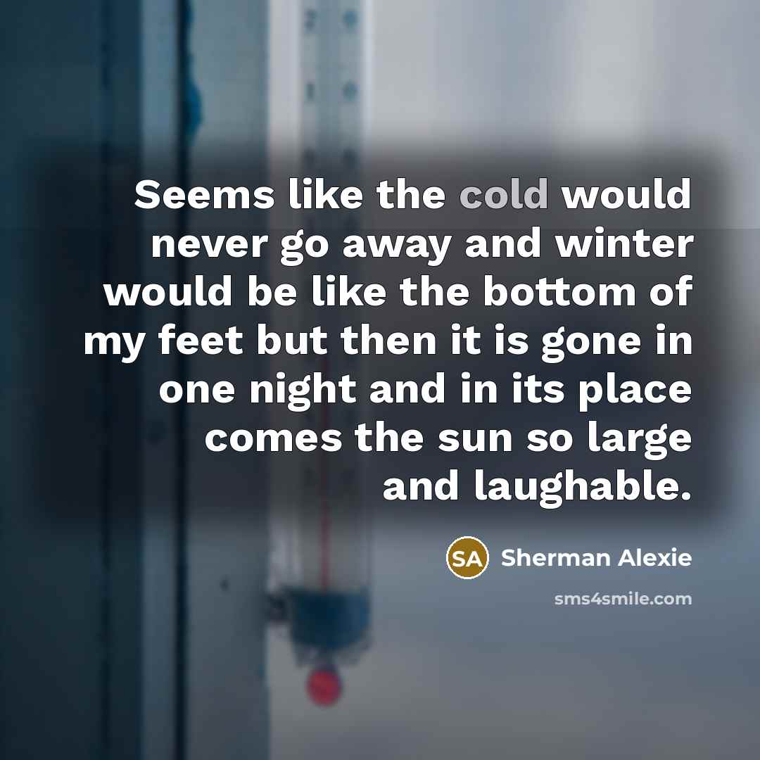 “Seems like the cold would never go away and winter…” quote by Sherman Alexie