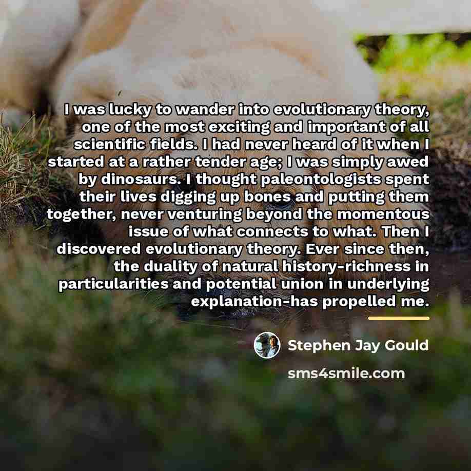 “I was lucky to wander into evolutionary theory, one of…” quote by Stephen Jay Gould