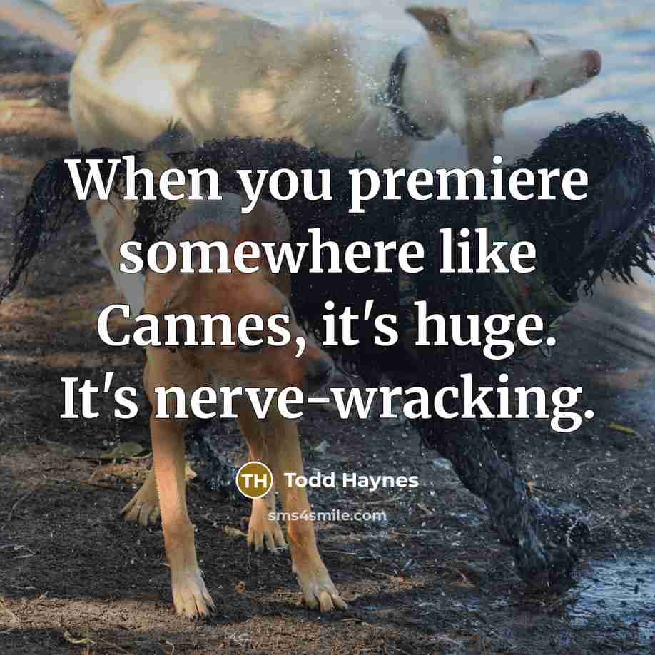 “When you premiere somewhere like Cannes, it's huge. It's nerve-wracking.…” quote by Todd Haynes