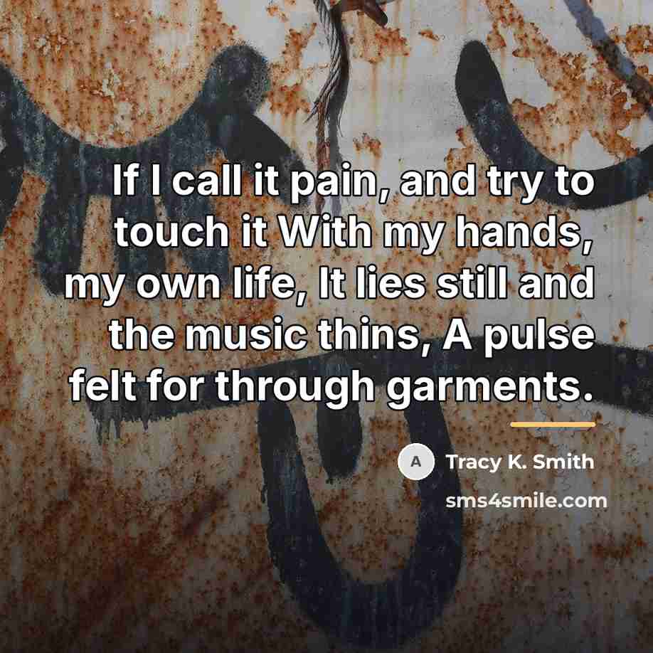 “If I call it pain, and try to touch it…” quote by Tracy K. Smith