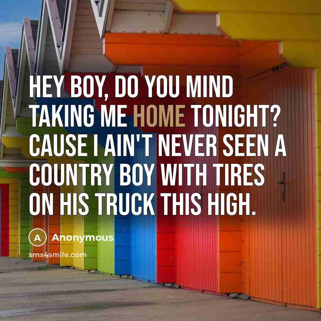 “Hey boy, do you mind taking me home tonight? Cause…” quote by Anonymous