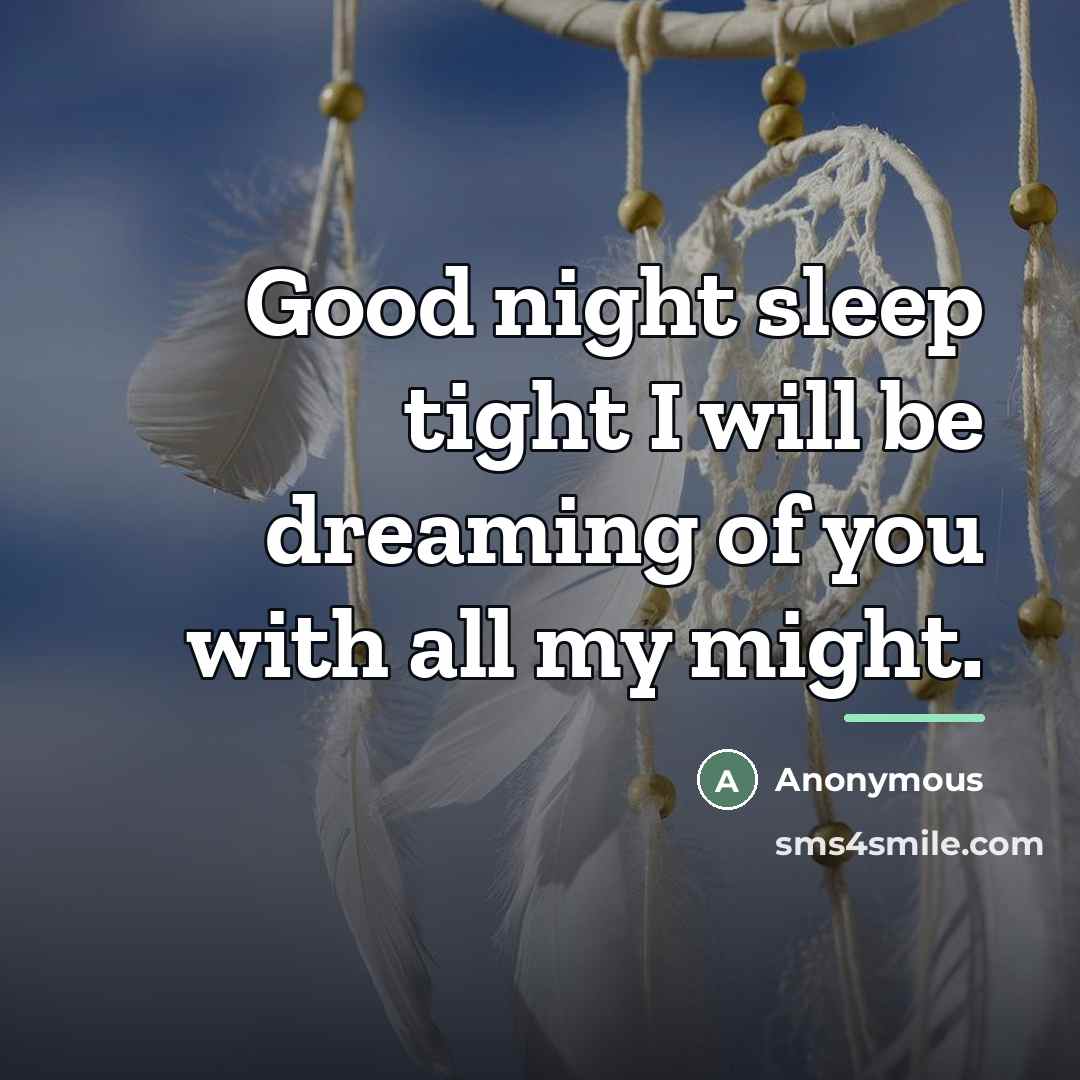 “Good night sleep tight I will be dreaming of you…” quote by Anonymous