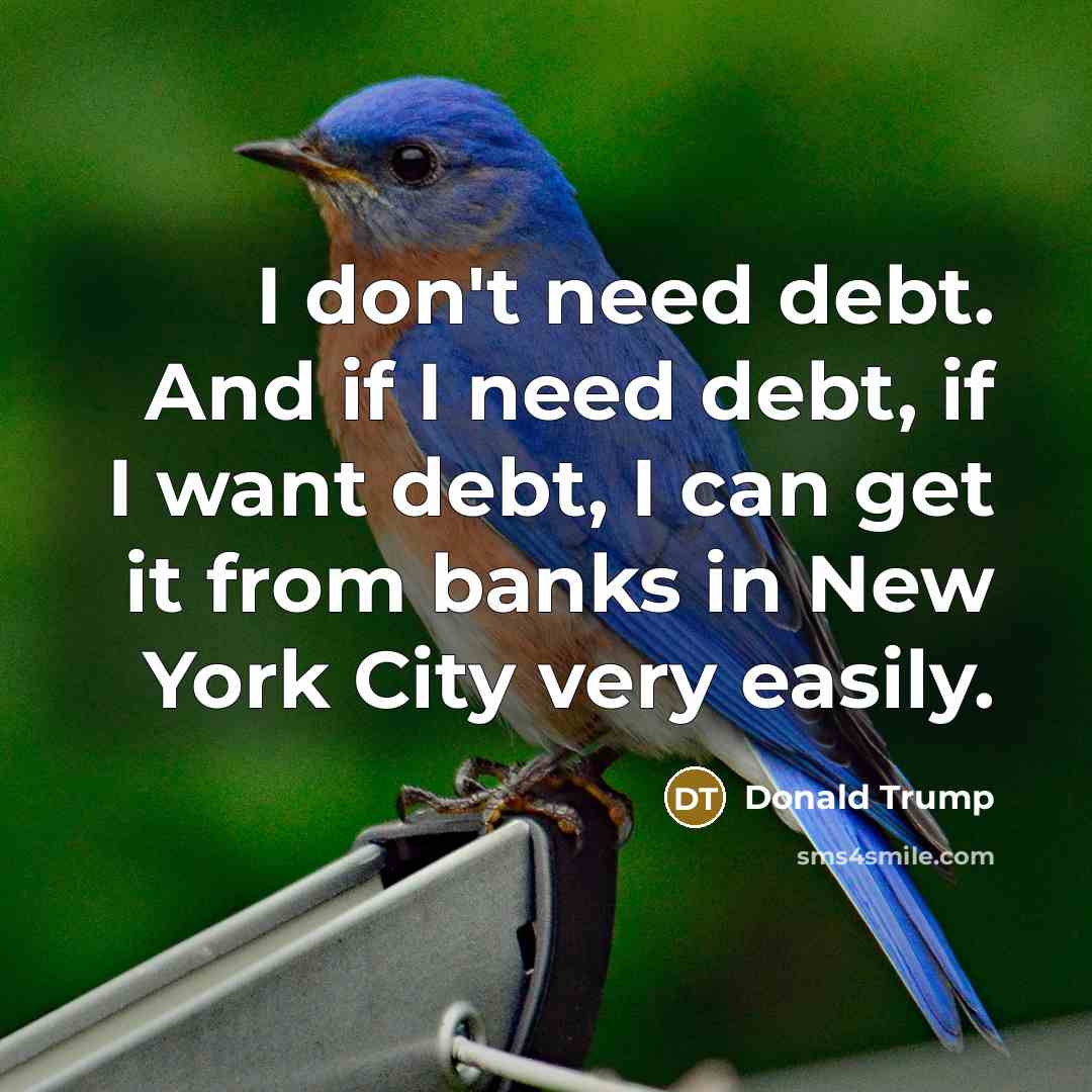 “I don't need debt. And if I need debt, if…” quote by Donald Trump
