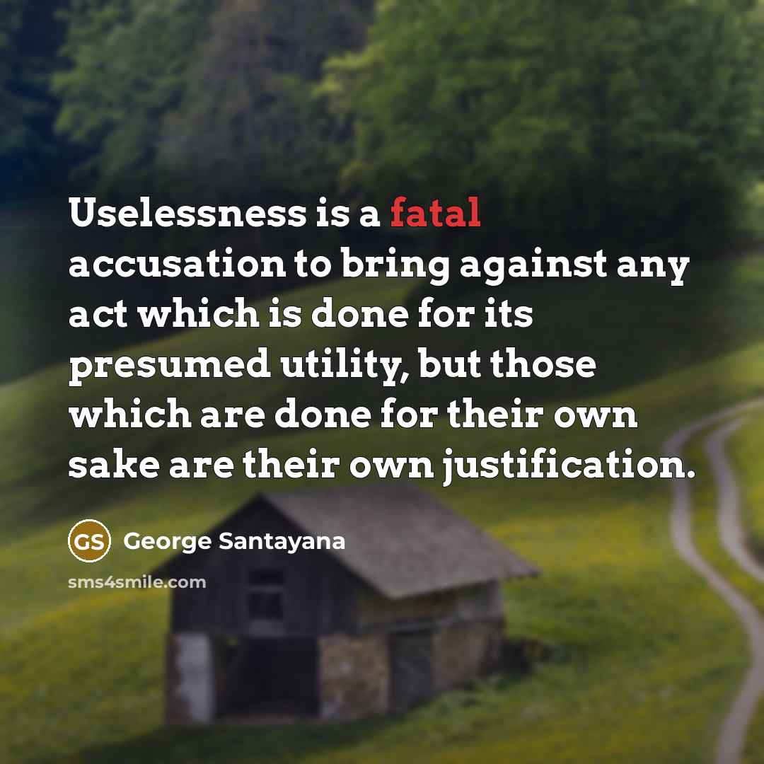 “Uselessness is a fatal accusation to bring against any act…” quote by George Santayana