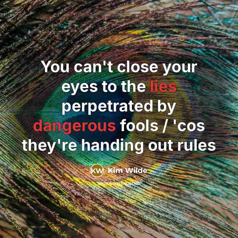 “You can't close your eyes to the lies perpetrated by…” quote by Kim Wilde