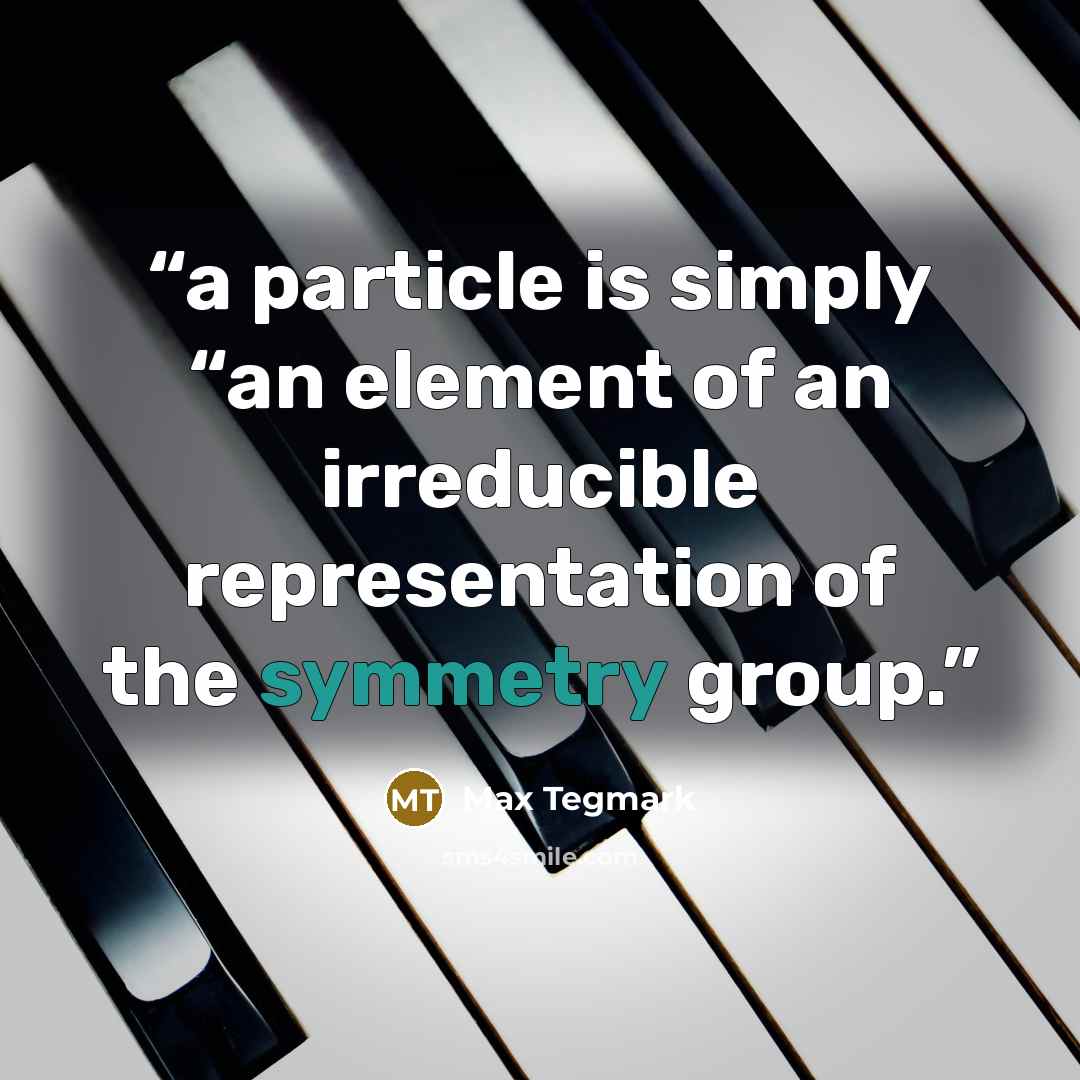 “a particle is simply “an element of an irreducible representation of the symmetry group.” quote by Max Tegmark