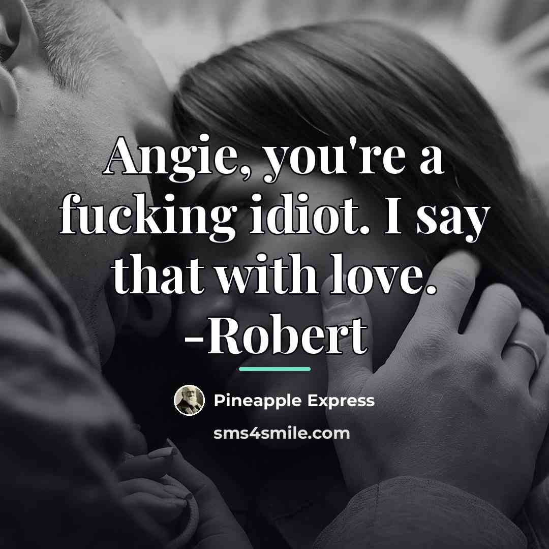 “Angie, you're a fucking idiot. I say that with love.…” quote by Pineapple Express