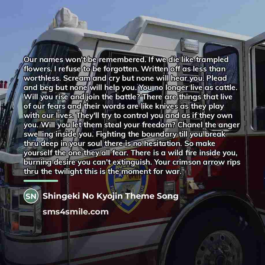 “Our names won't be remembered. If we die like trampled…” quote by Shingeki No Kyojin Theme Song