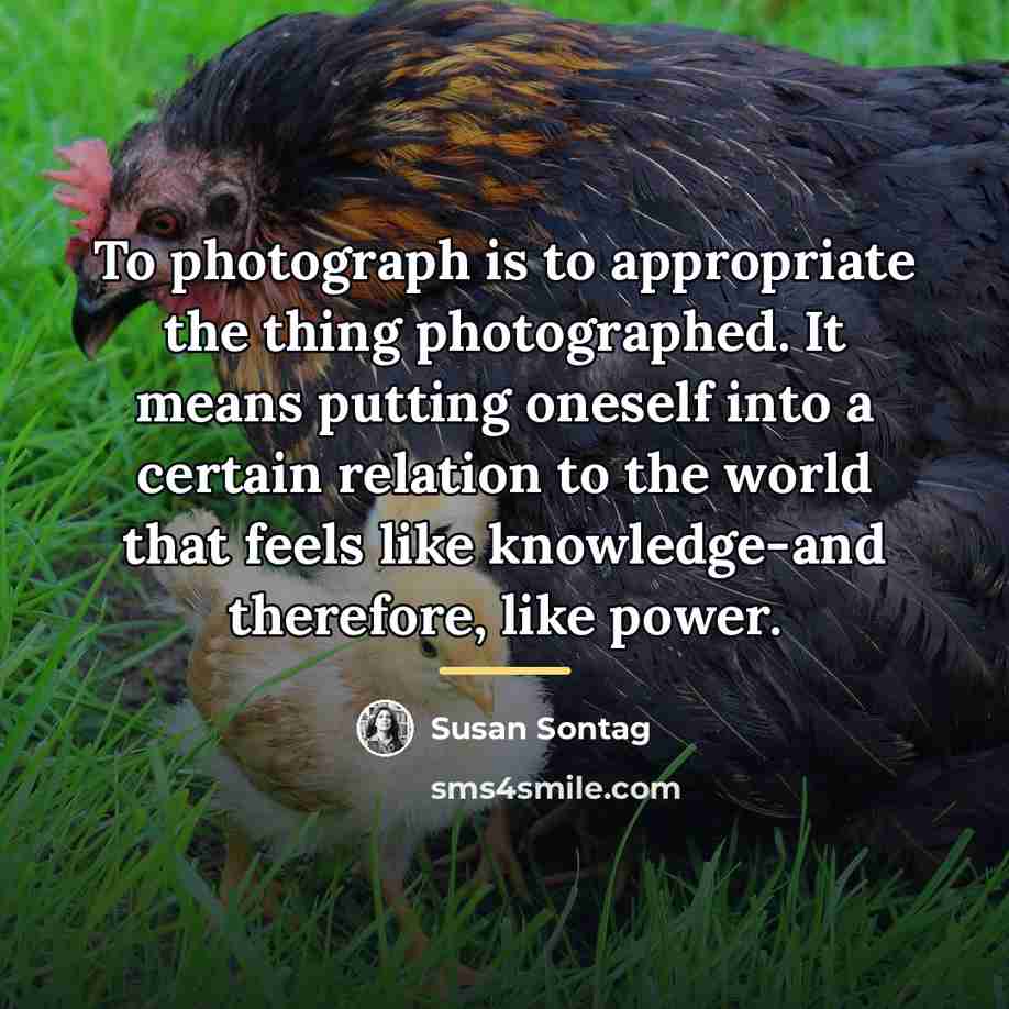 “To photograph is to appropriate the thing photographed. It means…” quote by Susan Sontag