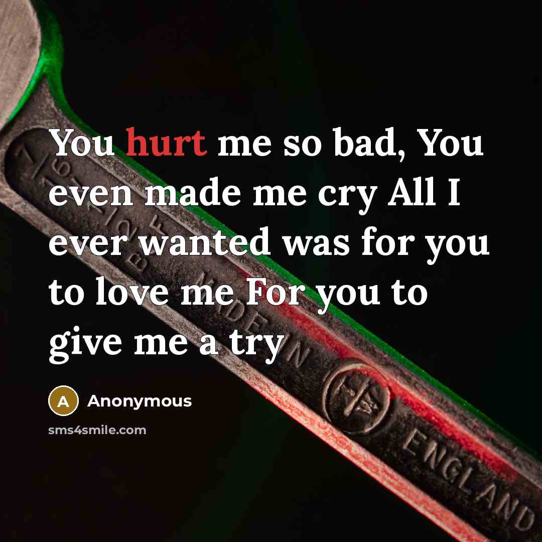 “You hurt me so bad, You even made me cry…” quote by Anonymous