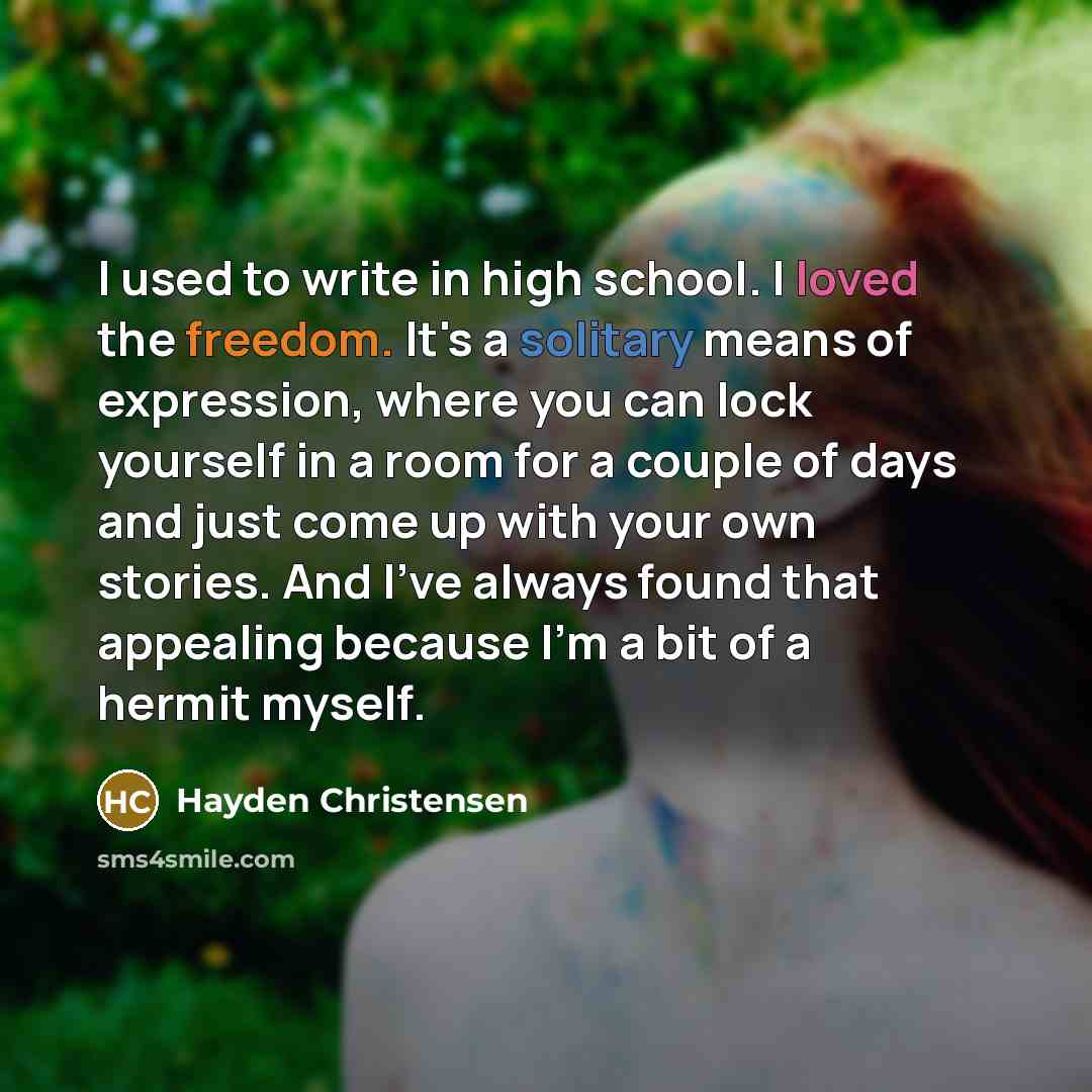 “I used to write in high school. I loved the…” quote by Hayden Christensen