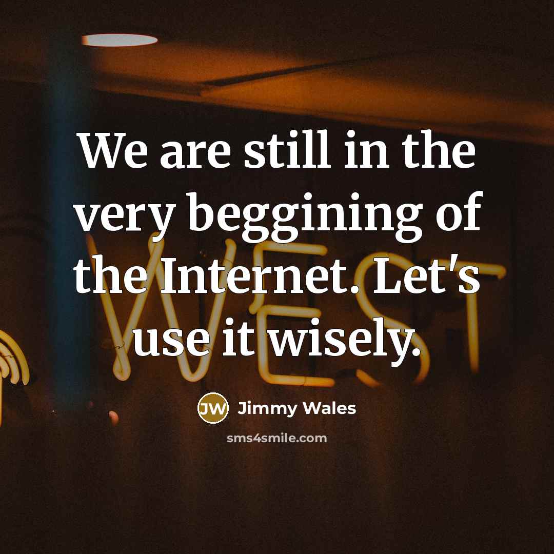 “We are still in the very beggining of the Internet.…” quote by Jimmy Wales