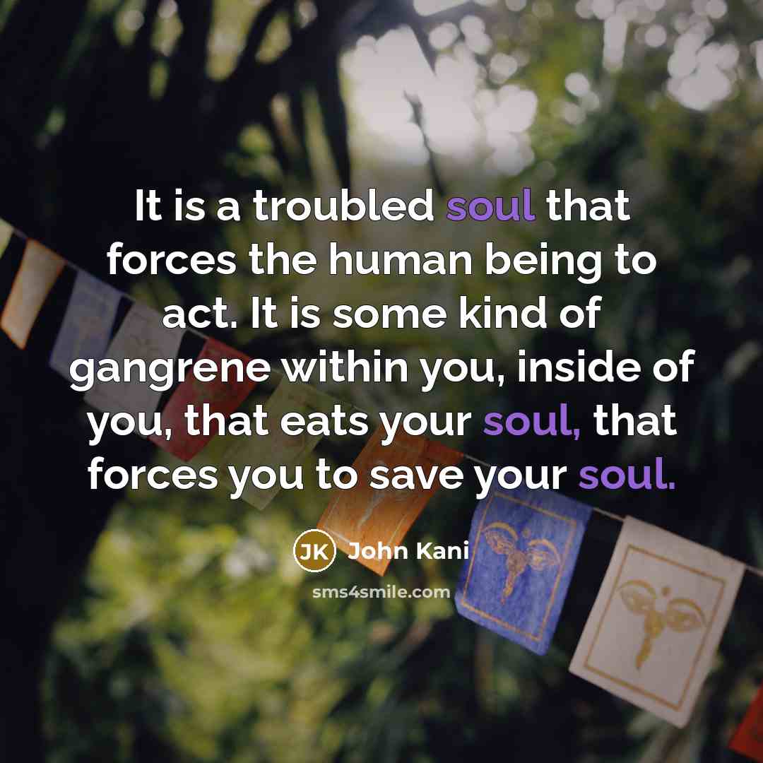 “It is a troubled soul that forces the human being…” quote by John Kani