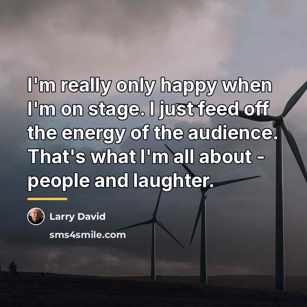 “I'm really only happy when I'm on stage. I just…” quote by Larry David