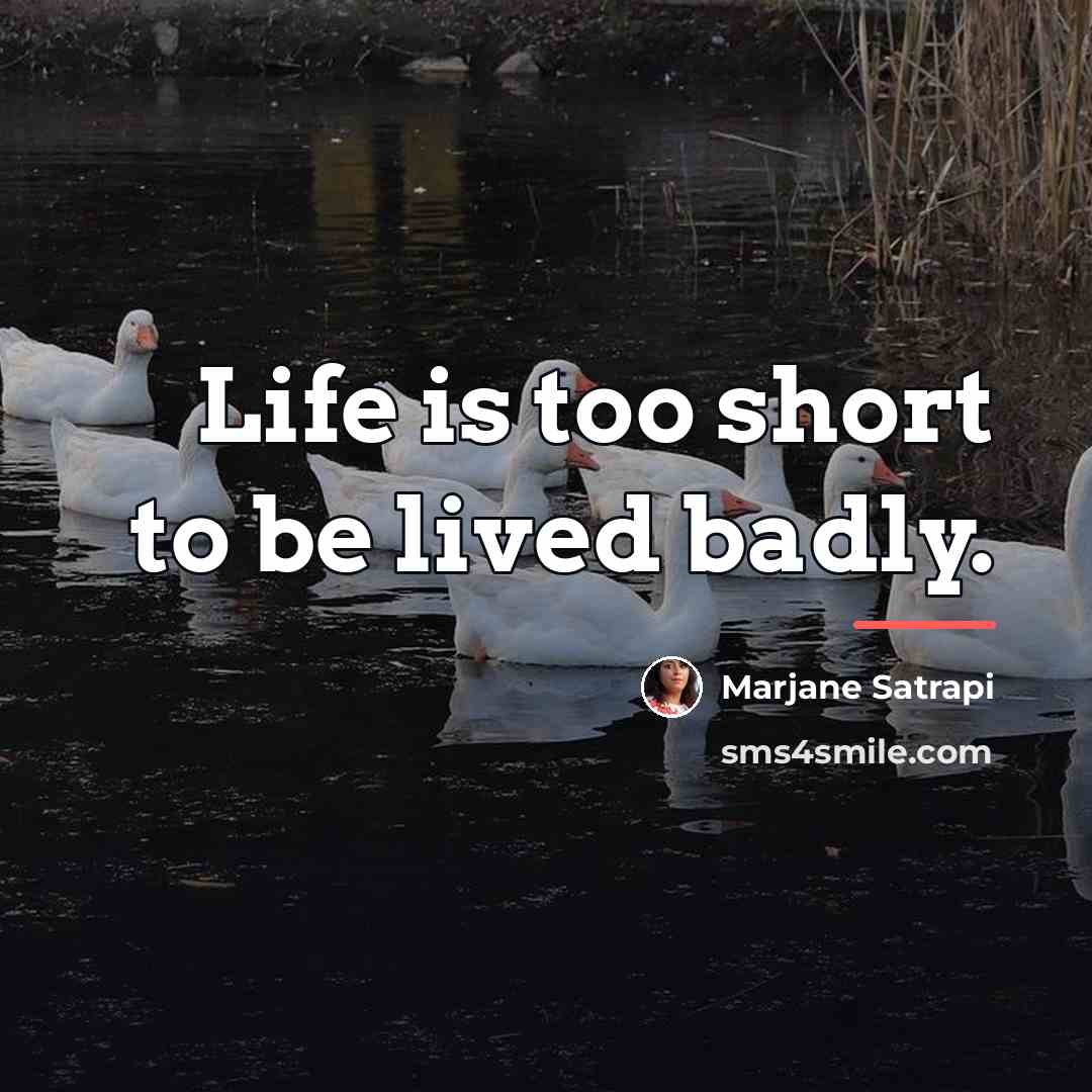 “Life is too short to be lived badly.…” quote by Marjane Satrapi