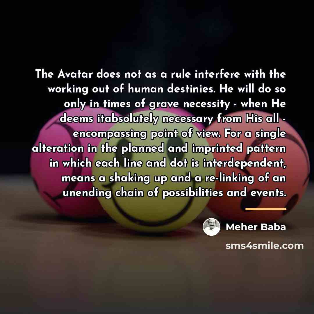 “The Avatar does not as a rule interfere with the…” quote by Meher Baba