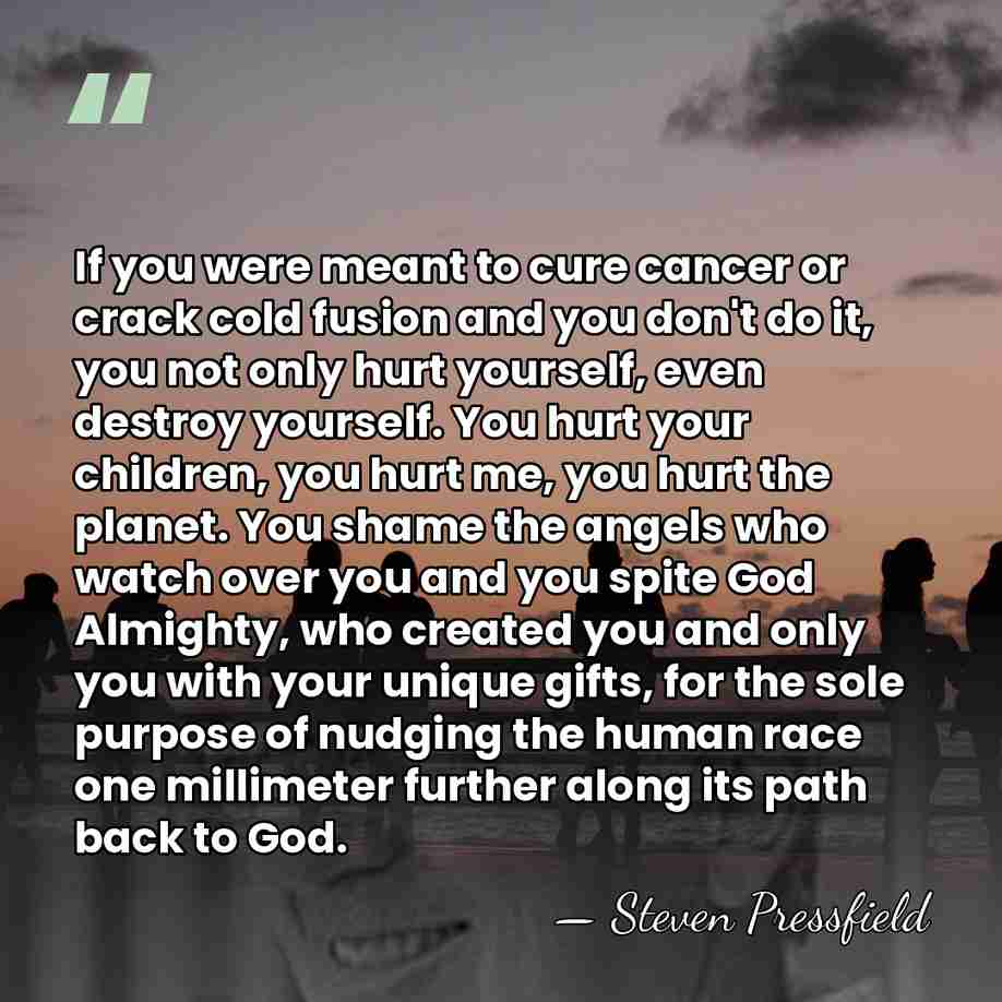 If you were meant to cure cancer or crack cold fusion and&hellip; - Steven Pressfield