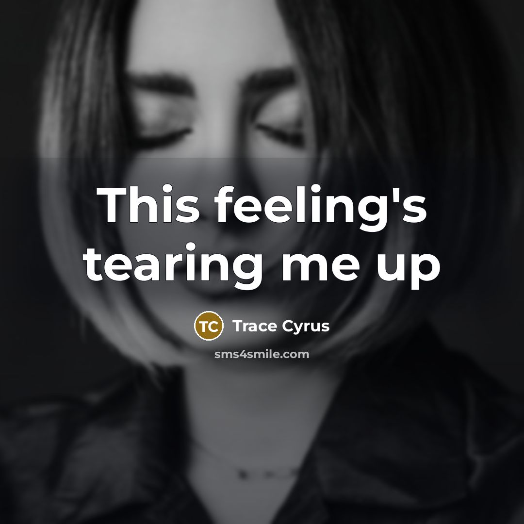 “This feeling's tearing me up…” quote by Trace Cyrus