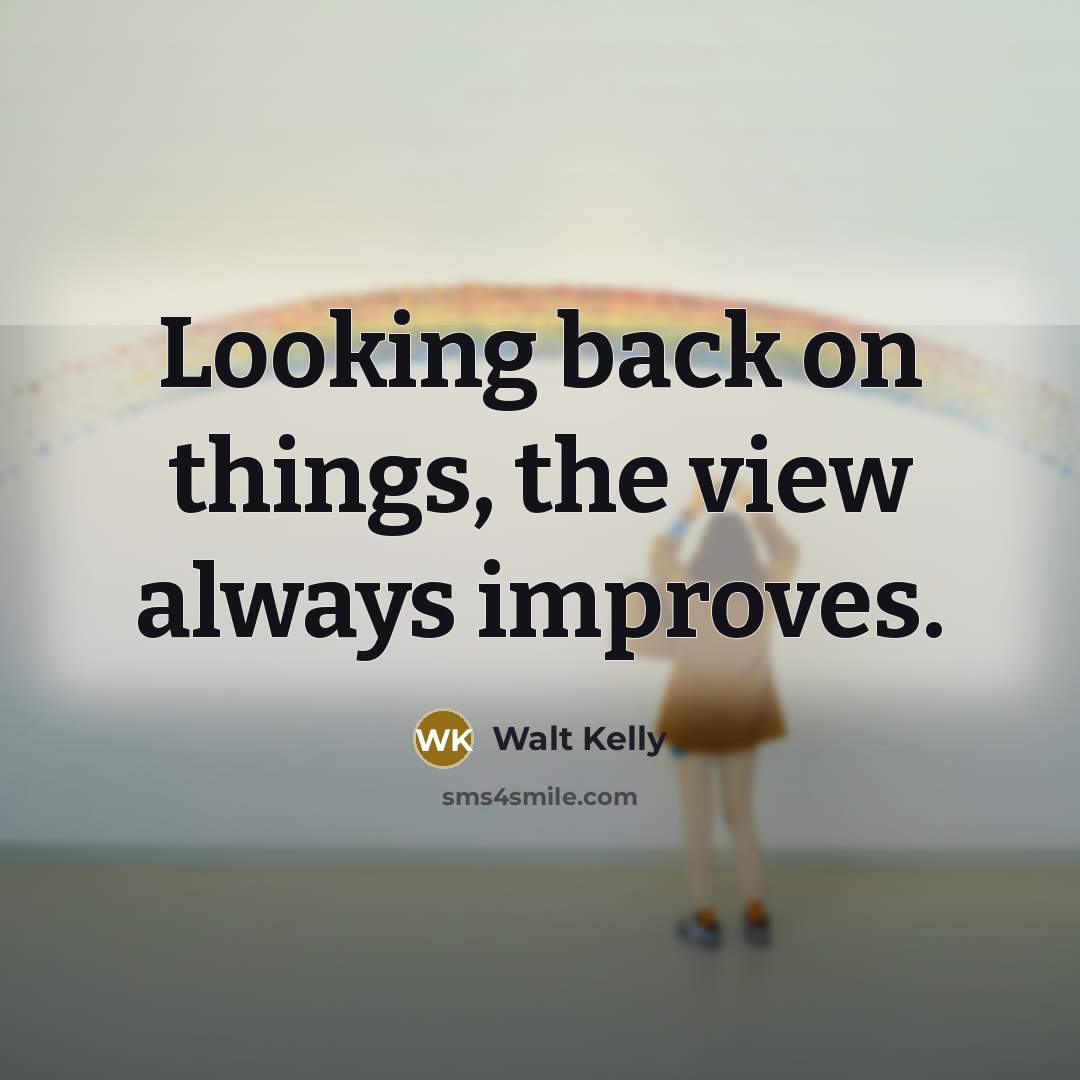 “Looking back on things, the view always improves.…” quote by Walt Kelly