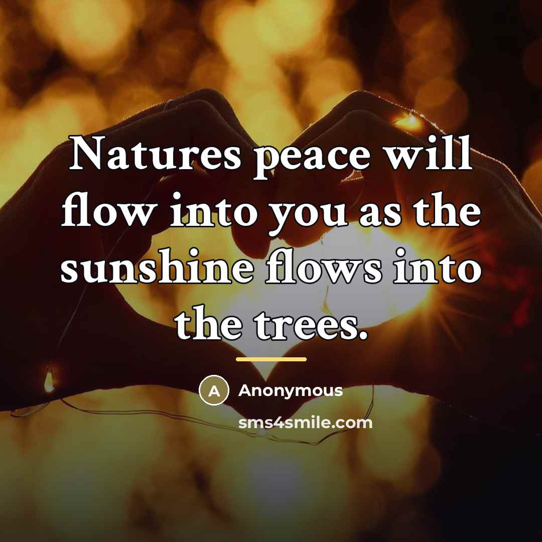 “Natures peace will flow into you as the sunshine flows…” quote by Anonymous