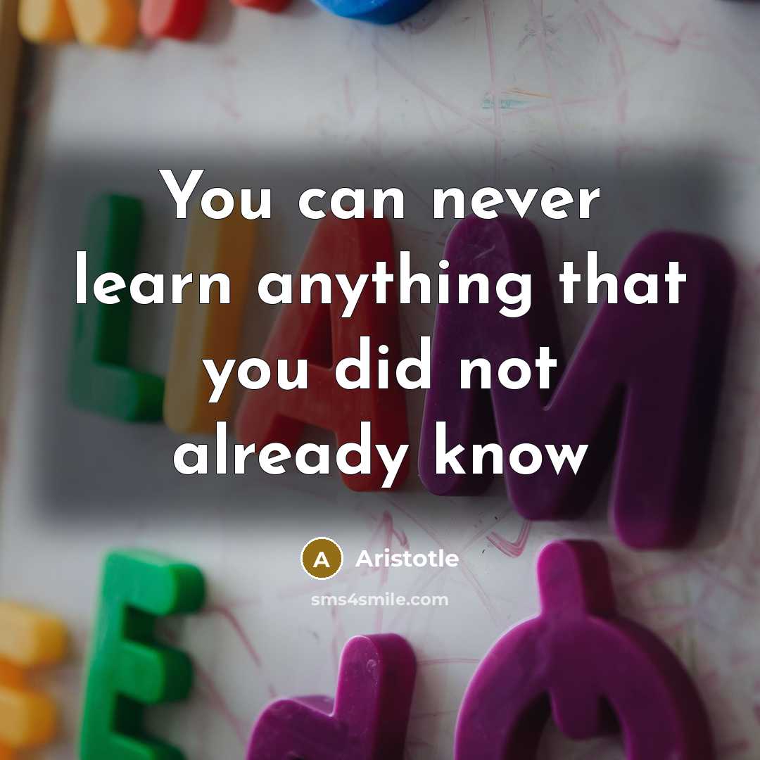 “You can never learn anything that you did not already…” quote by Aristotle