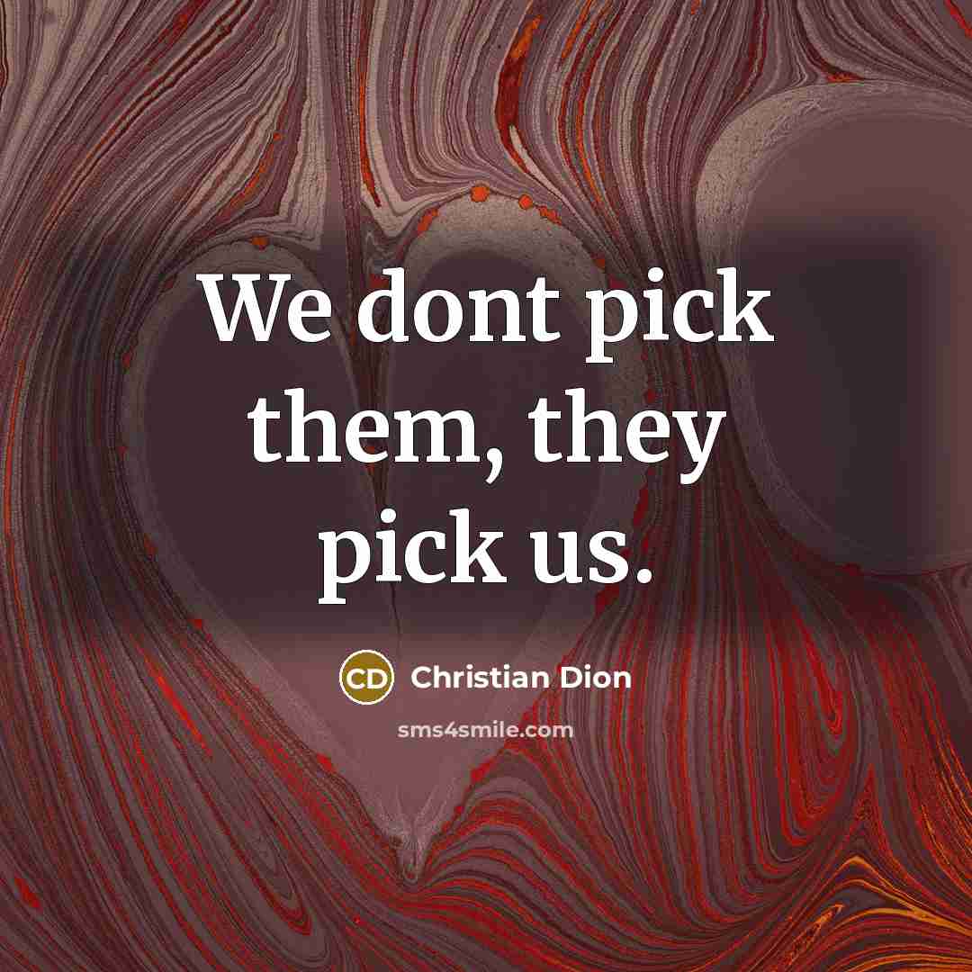 “We dont pick them, they pick us.” quote by Christian Dion