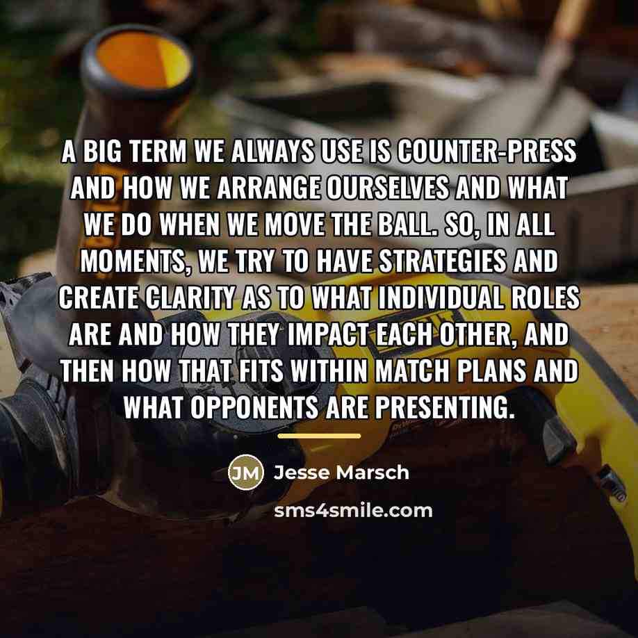 “A big term we always use is counter-press and how…” quote by Jesse Marsch