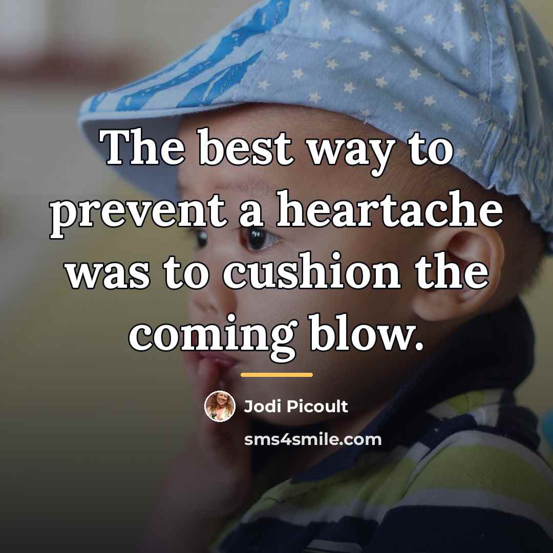 “The best way to prevent a heartache was to cushion…” quote by Jodi Picoult