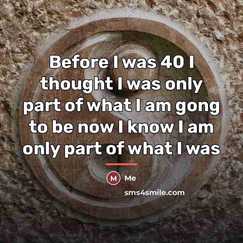 “Before I was 40 I thought I was only part…” quote by Me