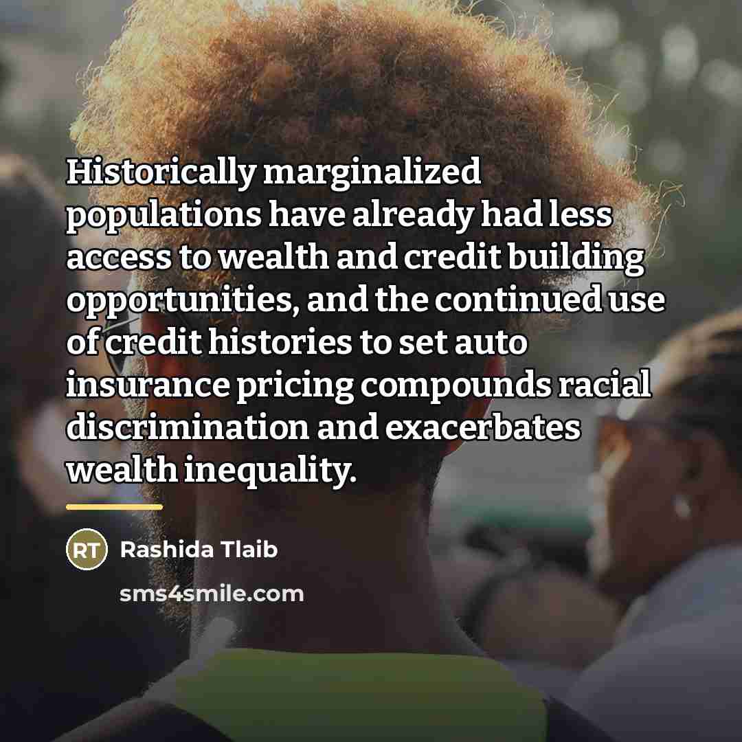 “Historically marginalized populations have already had less access to wealth…” quote by Rashida Tlaib