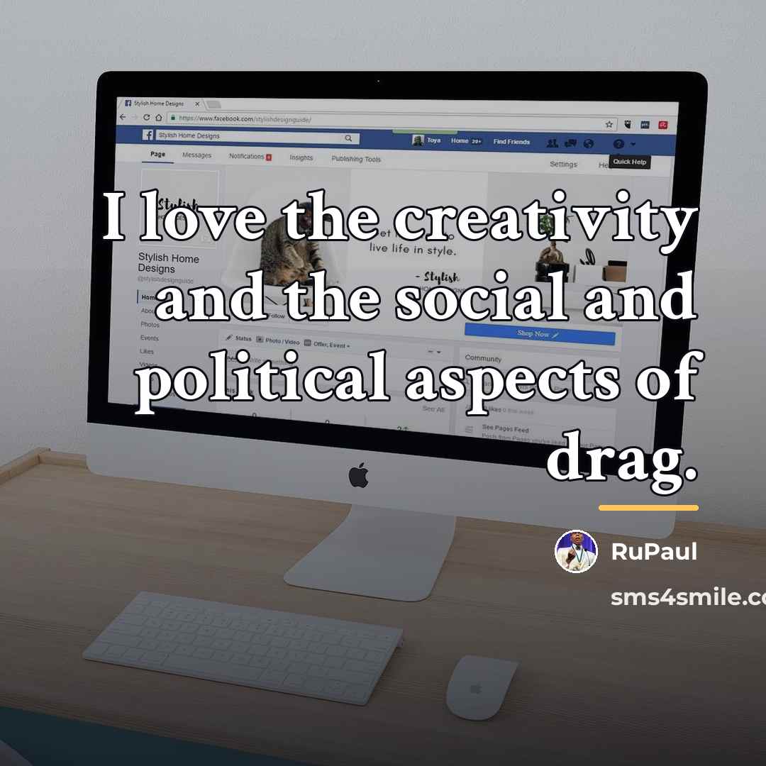 “I love the creativity and the social and political aspects…” quote by RuPaul