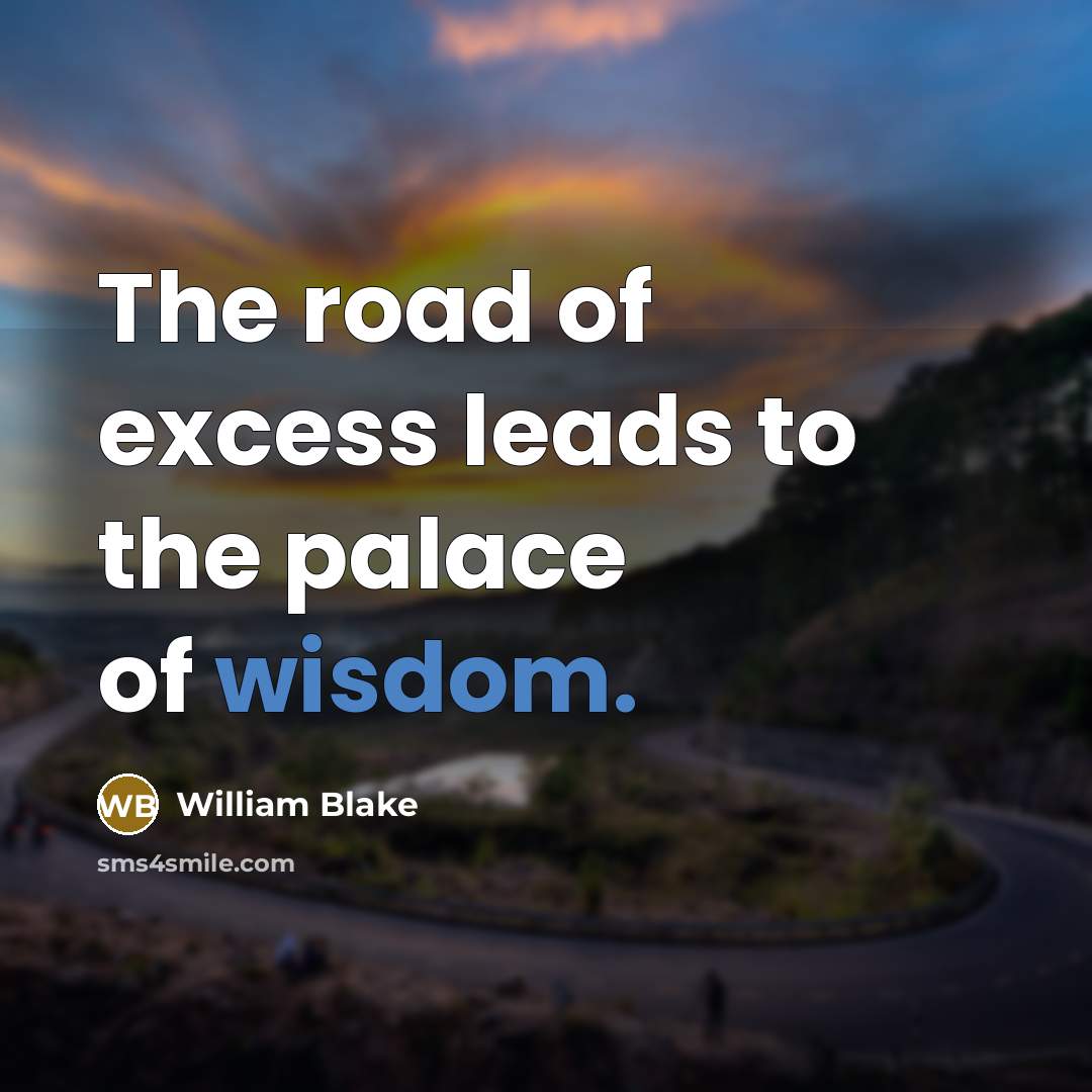 “The road of excess leads to the palace of wisdom.…” quote by William Blake