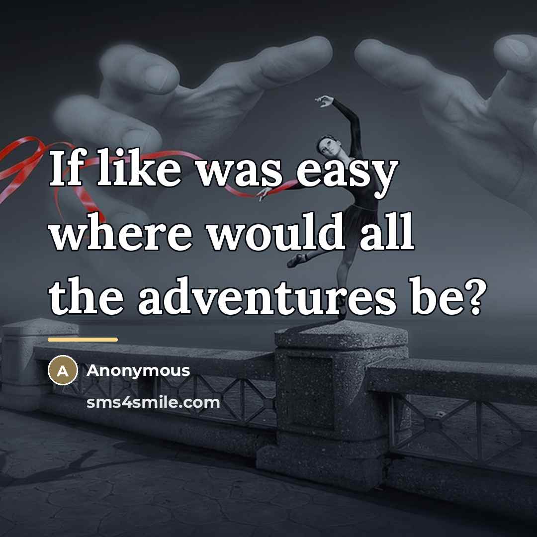 “If like was easy where would all the adventures be?…” quote by Anonymous
