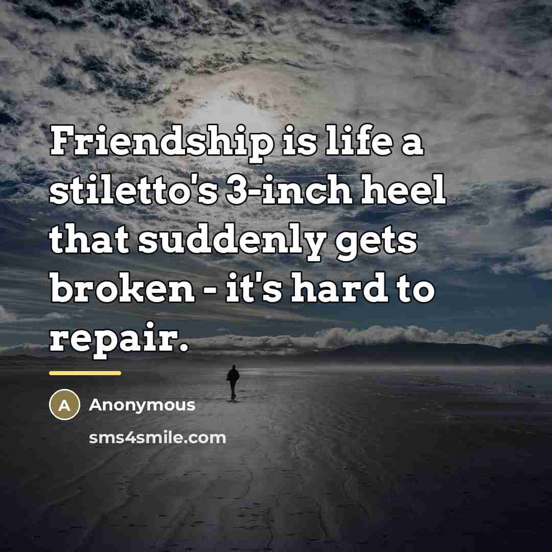 “Friendship is life a stiletto's 3-inch heel that suddenly gets…” quote by Anonymous