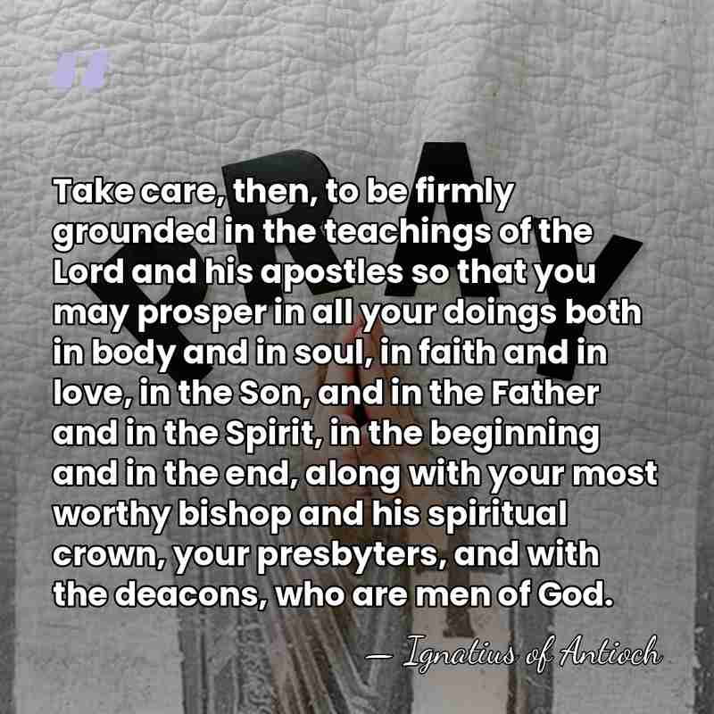 Take care, then, to be firmly grounded in the teachings of the&hellip; - Ignatius of Antioch