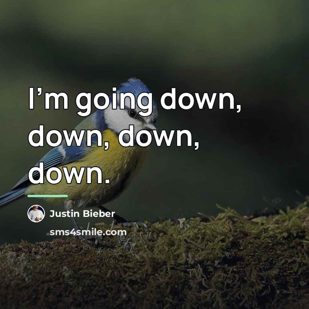 “I'm going down, down, down, down.…” quote by Justin Bieber