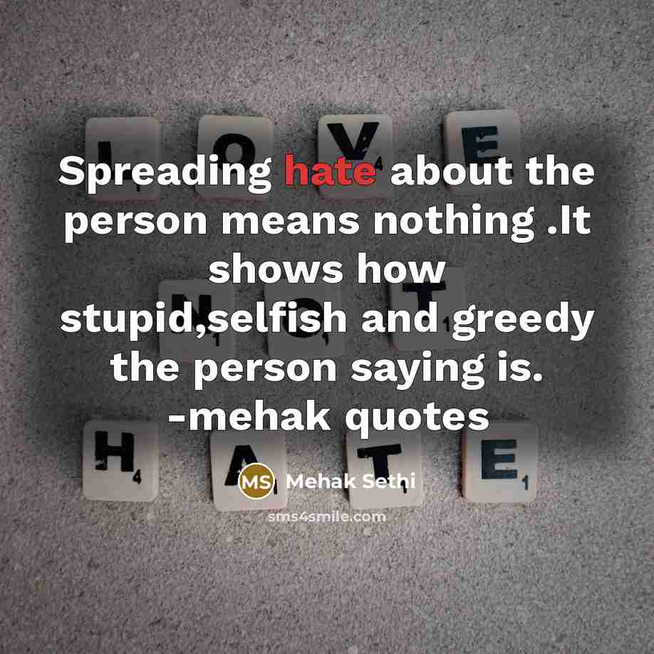 “Spreading hate about the person means nothing .It shows how…” quote by Mehak Sethi