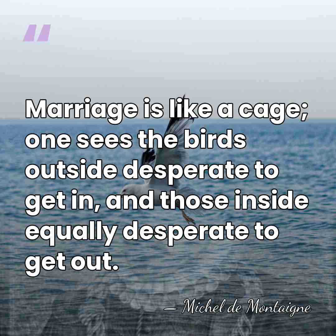 Marriage is like a cage; one sees the birds outside desperate to&hellip; - Michel de Montaigne