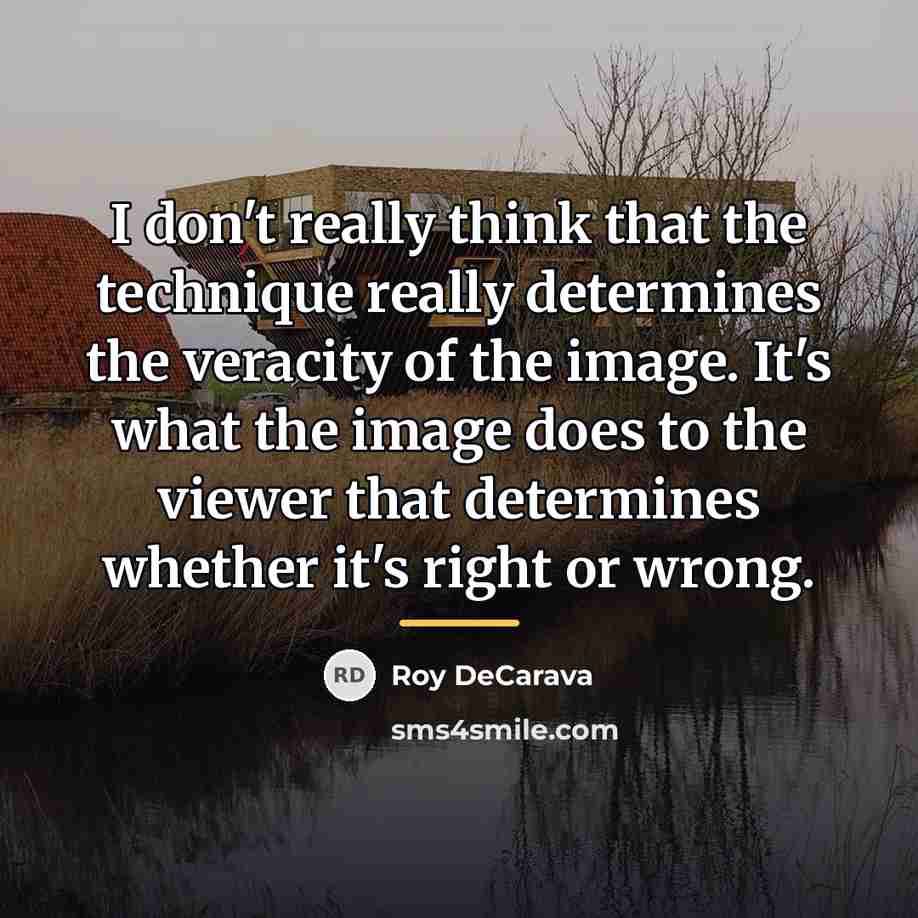 “I don't really think that the technique really determines the…” quote by Roy DeCarava