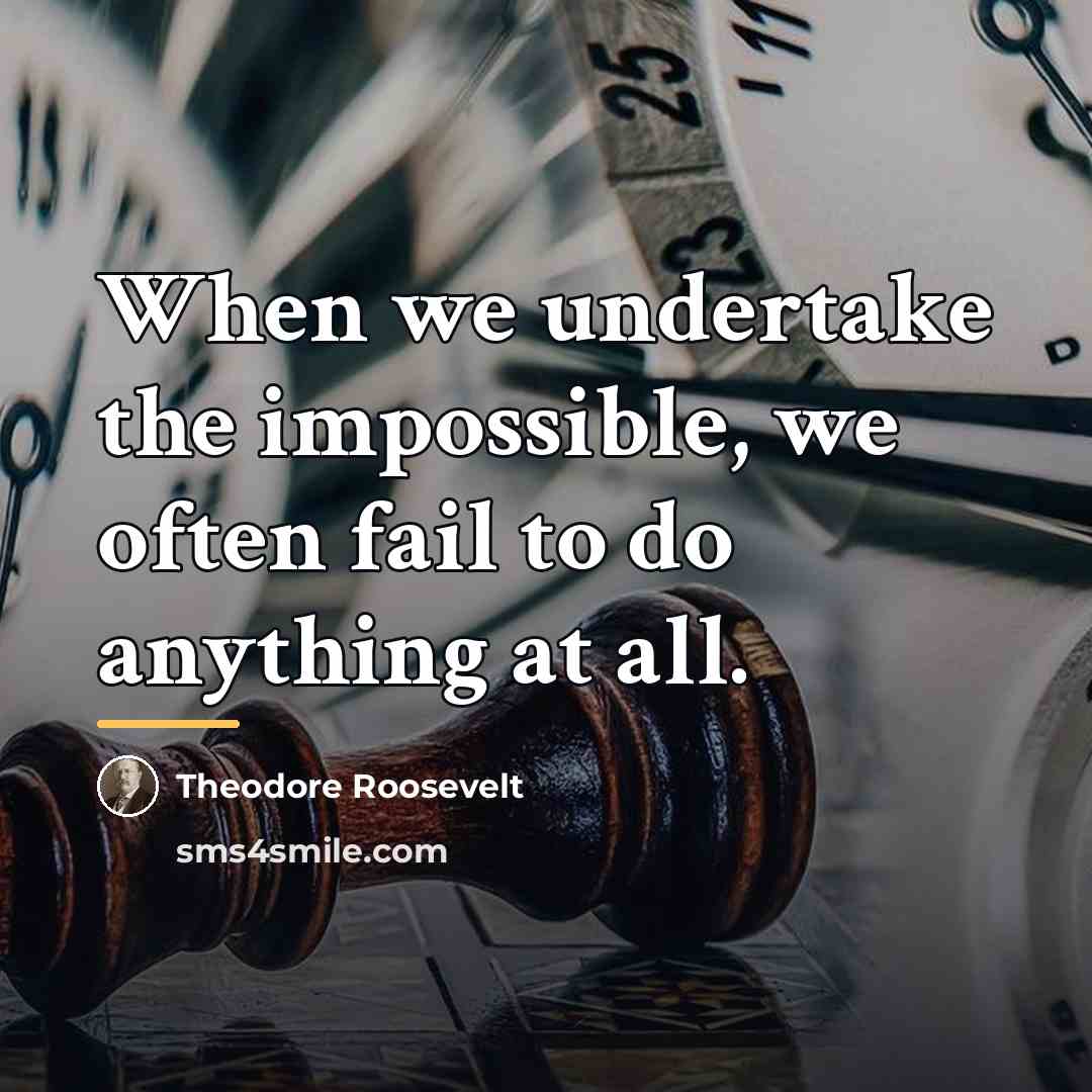 “When we undertake the impossible, we often fail to do…” quote by Theodore Roosevelt