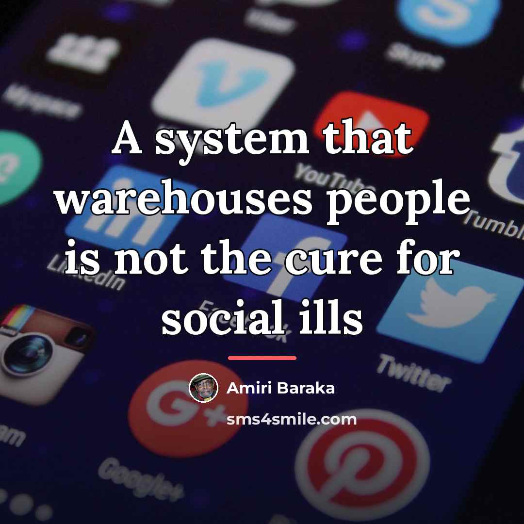 “A system that warehouses people is not the cure for…” quote by Amiri Baraka